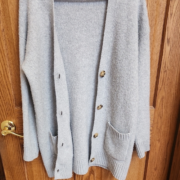 No Boundaries Heather Gray Button-Up Cardigan - Picture 6 of 7